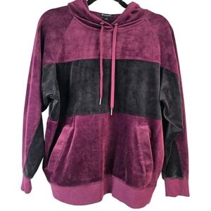 Champion Elite Women's Velour Soft Pullover Hoodie Small Colorblock Black Purple